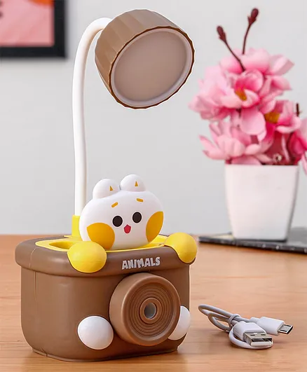 Led Table Lamp with Sharpener and Pen Stand Cat Theme (Colour May Vary)