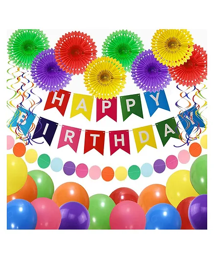 Funcart Rainbow Birthday Decorations Multicolor Pack of 61