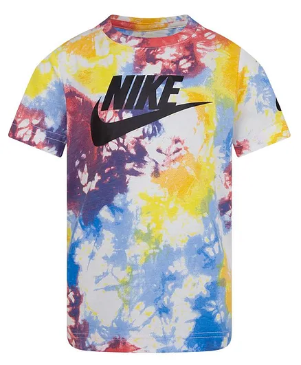 Nike Half Sleeves Tie Dye Detail HBR Tee - White