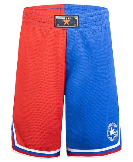 Converse Throwback Split Mesh Half & Half Athleisure Shorts - Red & Blue