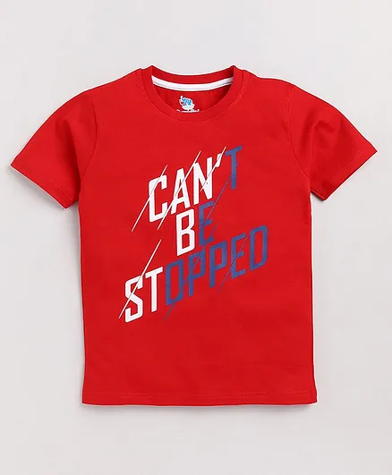 DEAR TO DAD Half Sleeves Football Printed Tee - Red