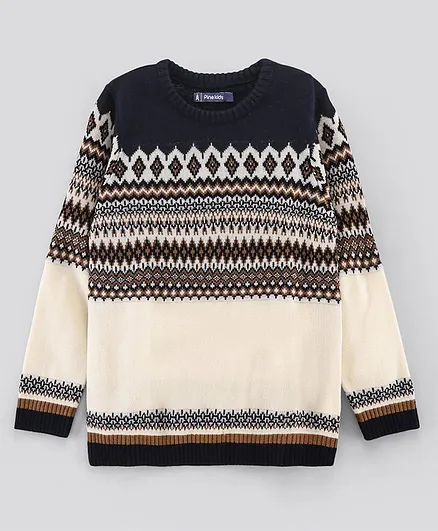 Pine Kids Full Sleeves Medium Winter Argyle Pattern Sweater - Multicolor