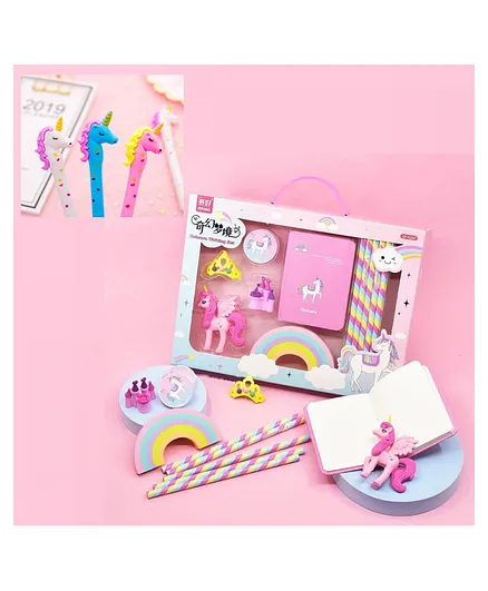 Vinmot Unicorn Stationery Set with 5 Unicorn Pen for Birthday and Return Gift - 16 Pieces