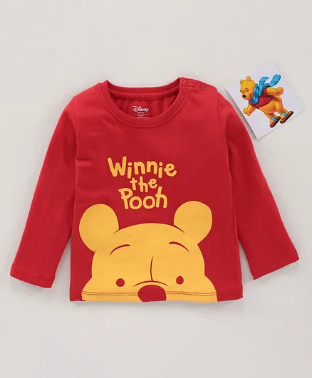Babyhug Cotton Knit Full Sleeves Winnie The Pooh Printed T Shirt - Red