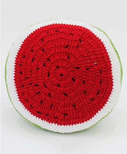 Woonie Handmade Watermelon Pattern Filled Cuddle Cushion - Red