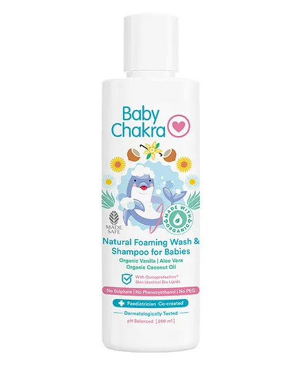 BabyChakra Natural Foaming Wash & Shampoo For Babies-200ml