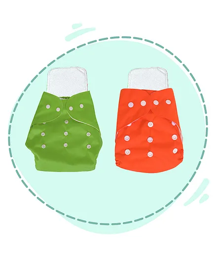 My Newborn Diapers With 2 Microfiber Inserts Pack Of 2 - Multicolour