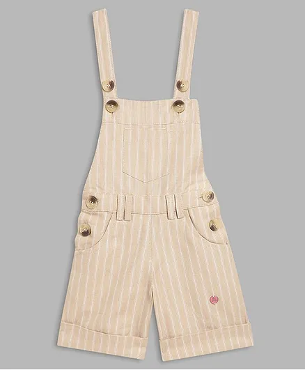 Blue Giraffe Sleeveless Striped Jumpsuit - Beige