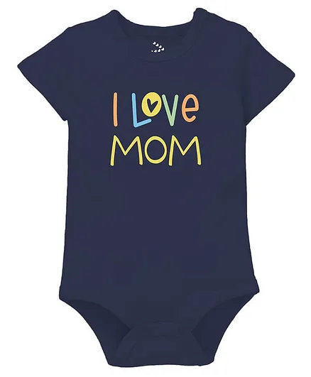 Zeezeezoo Short Sleeves I Love Mom Print Onesie - Navy Blue