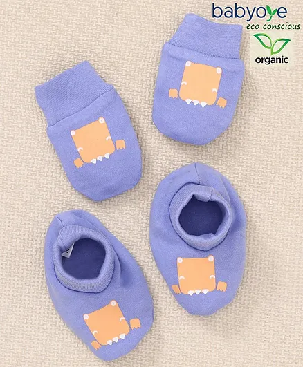 Babyoye Eco Conscious Organic 100% Cotton with All Over Printed Booties- Purple