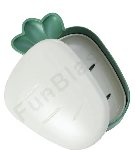 FunBlast Carrot Shaped Soap Box Holder with Cover - Green White