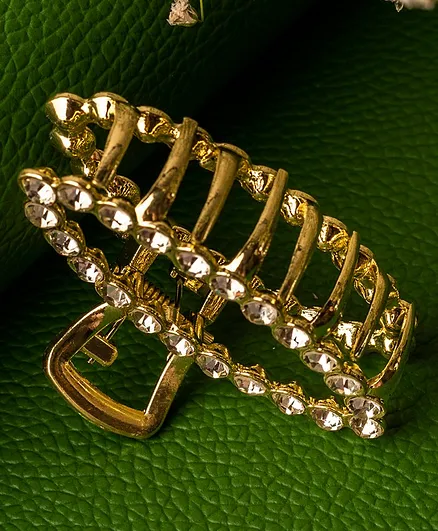 Jewelz Stones Embellished Hair Clutcher - Golden