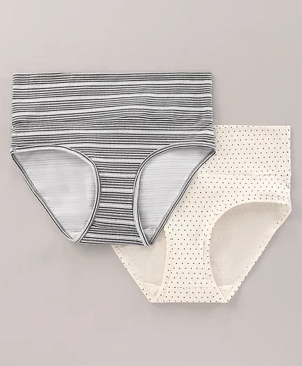 Bella Mama Ecojiva Finish Panties Striped & Polka Print Pack Of 2 - Grey White