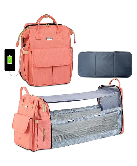 Toyshine Diaper Bag with Changing Station USB Charging Port - Pink
