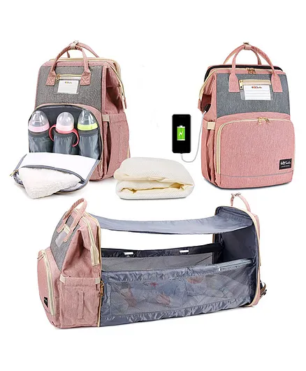 Toyshine Diaper Bag with Changing Station Waterproof - Pink Grey