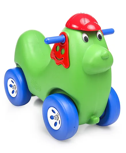 Little Fingers Dog Shaped Manual Push Ride On - Blue and Green