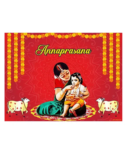 Untumble Annaprasana Theme Red Backdrop 3 Feet- Red