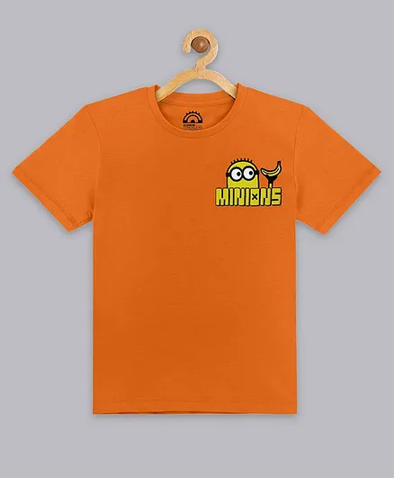 Kidsville Half Sleeves Placement Minion Printed Tee - Orange