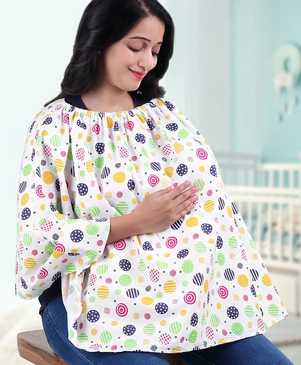 ZOE Multi Purpose Cotton Breast Feeding Nursing Cover Polka print- White