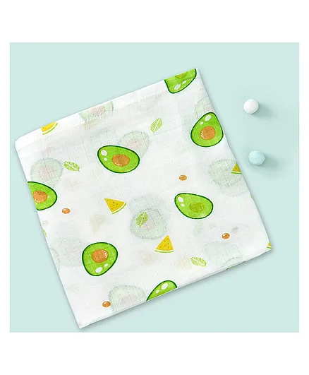 SYGA Baby Blanket Avocado Print - White Green