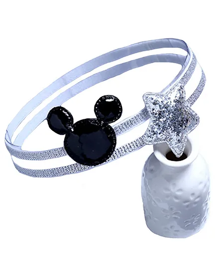 SYGA Children's Elastic Mickey Star Shining Headbands Pack of 2 - Silver