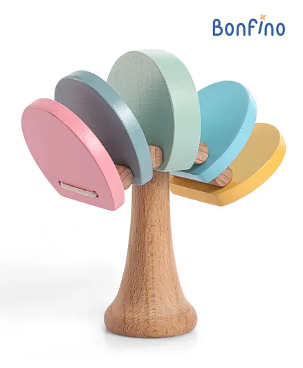 Bonfino Wooden Castanet Rattle Toy - Multicolour