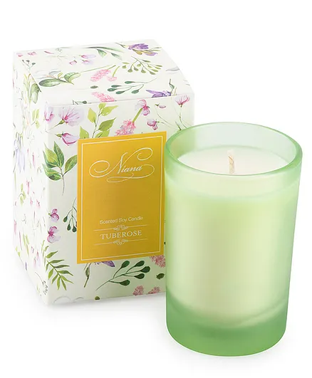 Niana Tuberose Scented Soy Candle - Light Green