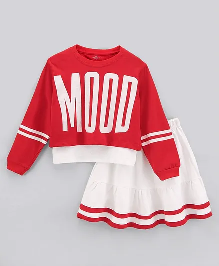 Ollington St. Multi Pack set of Cropped Sweatshirt Inner Singlet and Skirt- Red White
