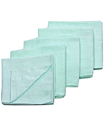 Tinycare Square Cloth Baby Nappy Pale Green Extra Large - Set Of 5