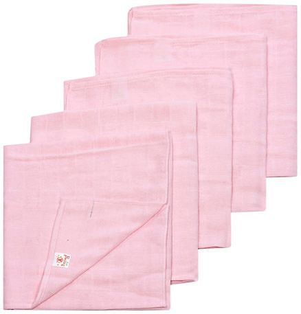 Tinycare Square Cloth Baby Nappy Pink Medium - Set Of 5