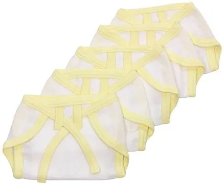 Tinycare Baby Cloth Nappy Comfy Junior Newborn Yellow And White - Set of 5