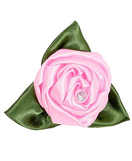 Miss Diva Rose With Leaves Brooch - Pink