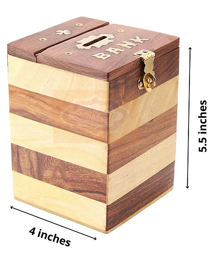 ShrijiCrafts Handmade Wooden Piggy Bank Gift Items for Kids - Brown