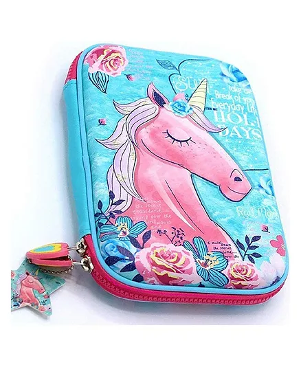 New Pinch Unicorn Printed Hard Top Pencil Pouch - Pink