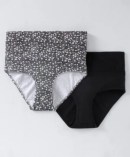 Bella Mama Ecojiva Finish Panties Solid & Floral Print Pack of 2 - Black Grey