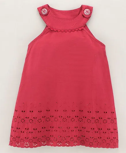 Under Fourteen Only Sleeveless Schiffli Dress - Maroon