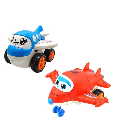 SVE Unbreakable Friction Powered Toy Set of Plane & Robot Plane For Kids Pack of 2 Multicolor
