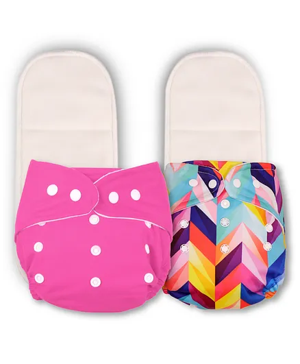 Deedry Reusable Cloth Diapers With Insert Pack of 2 - Pink White
