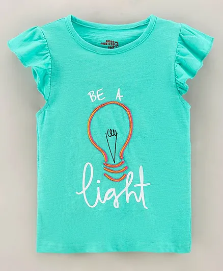 Under Fourteen Only Short Cap Sleeves Be A Light Print Top - Sea Green