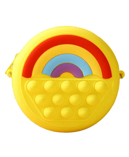 SYGA Children Pop It Fidget Rainbow Pattern Silicone Push Educational Bubble Shoulder Messenger Bag - Yellow