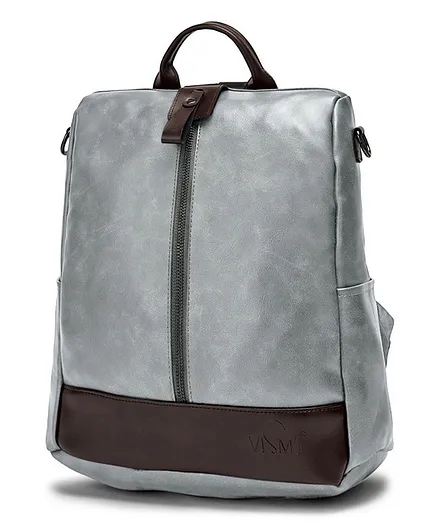 VISMIINTREND Vegan Leather Casual Backpack Purse Grey - Height 11.8 inches