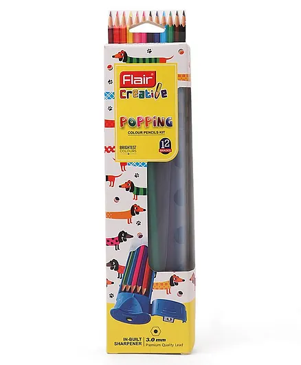 Flair Popping Colour Pencils 12 Pieces - Multicolour