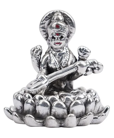 Dhruvs Collection Exclusive 999 Pure Silver BIS Hallmarked Saraswati MATA JI Moorti Idol - Silver