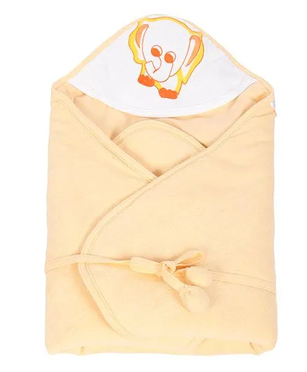 Tinycare Hooded Towel Deluxe Elephant Print - Peach