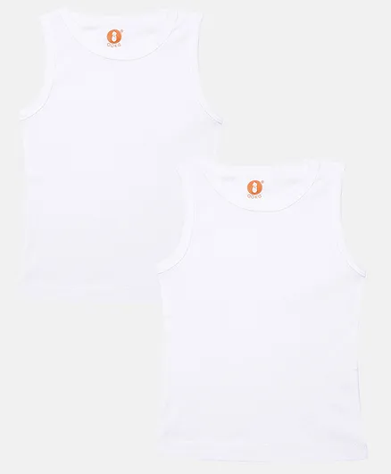 OOKA Baby Cotton Solid Ribbed Vest Pack of 2 - White