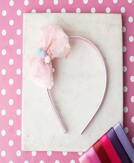 Jewelz Flower Bow Hair Band - Pink