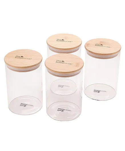 The Better Home Borosilicate Glass Jars Pack of 4 - 1000 ml each