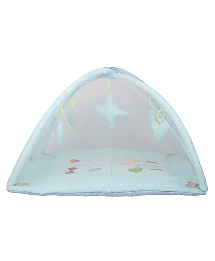Enfance Nursery Play Gym With Mosquito Net Dot Print-blue