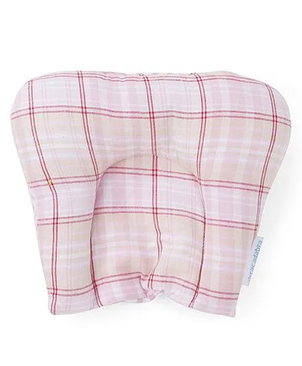 Abracadabra Baby Neck Pillow Checks Design - Pink