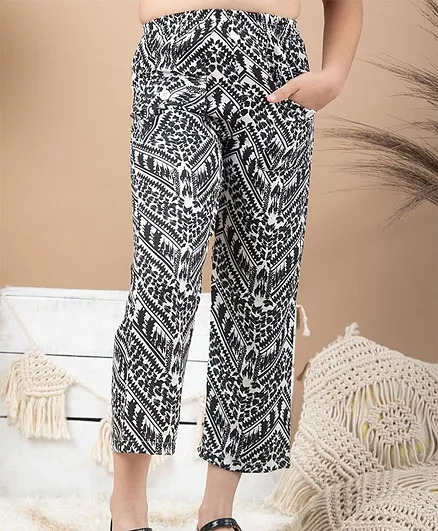 Kids Cave Seamless Abstract Printed Palazzo - Black & Wihte